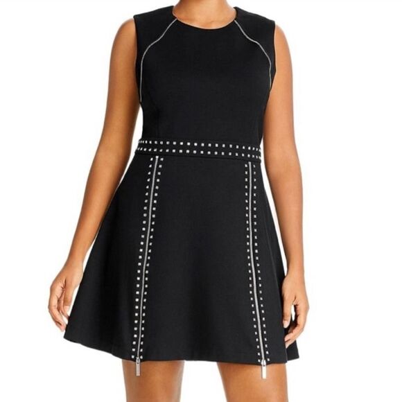 Michael Kors Studded Zipper-Trim Dress Black Small - Picture 1 of 10